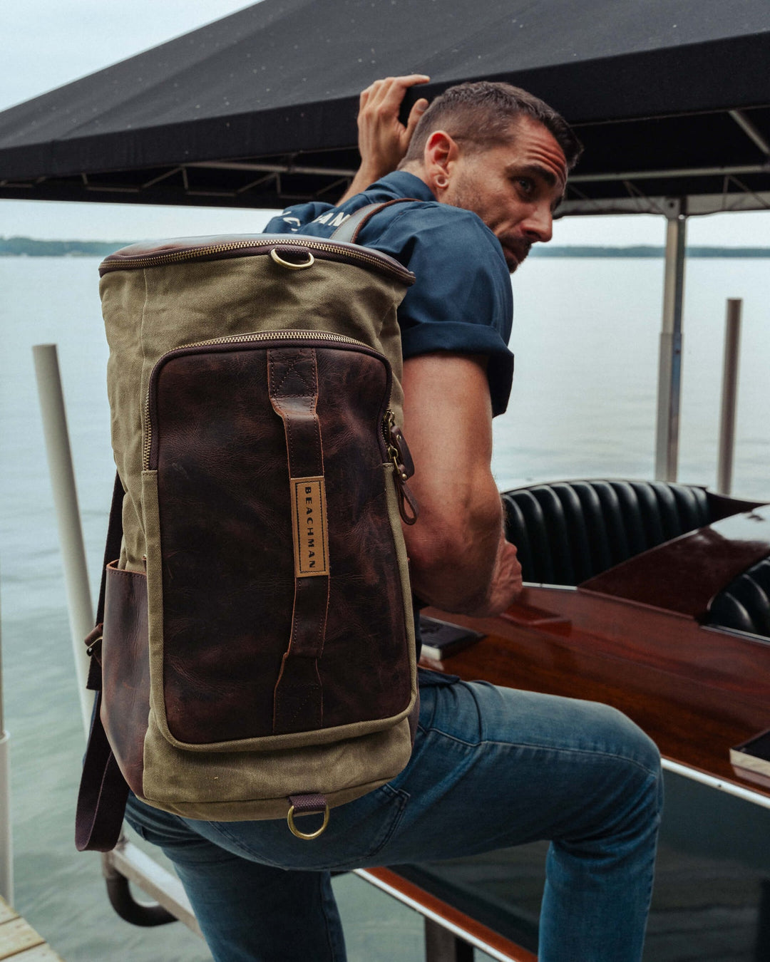 bronze times tm premium shockproof canvas laptop backpack travel bag Traveler's Bag – Beachman America